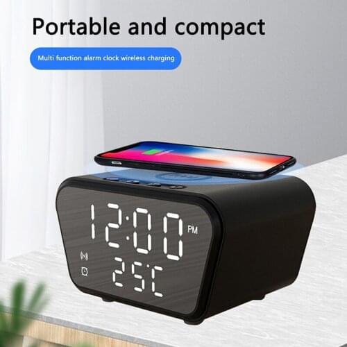 10W Alarm Clock Wireless Charging Intelligent Temperature Date And Time Display Charging