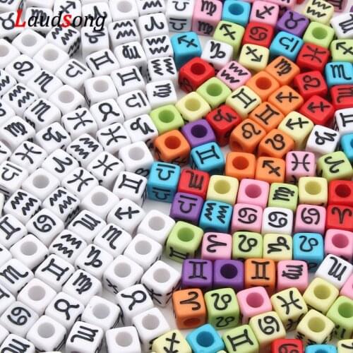 100pcs 7mm Random Greek Alphabet Letter Beads Square Acrylic Beads For DIY Jewelry Making Necklace Bracelet Accessories
