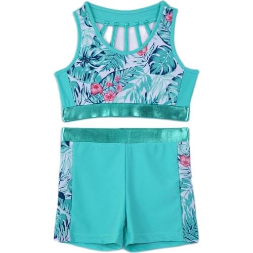 Kids Girls Ballet Tankini Dancing Gymnastics Workout Leotard Set Children Ballet Dance Tops with Bottoms Shorts Leggings Outfits