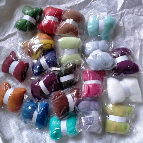 DIY 1 set 100g wool for felting 20 colours 5g/bag total 20 bags can made cute animals