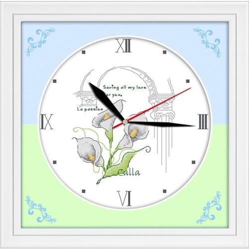Elegant flower(1) cross stitch kit 14ct 11ct count print canvas wall clock stitches embroidery DIY handmade needlework plus