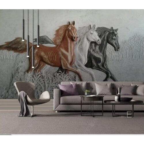 Custom photo wallpaper for walls 3 d murals European style 3D relief horse mura background wall papers mural home decoration