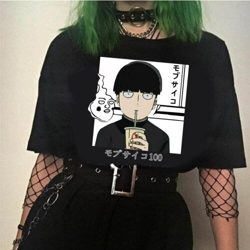 Hot Anime Mob Psycho 100 T Shirt Women Funny Graphic Tees