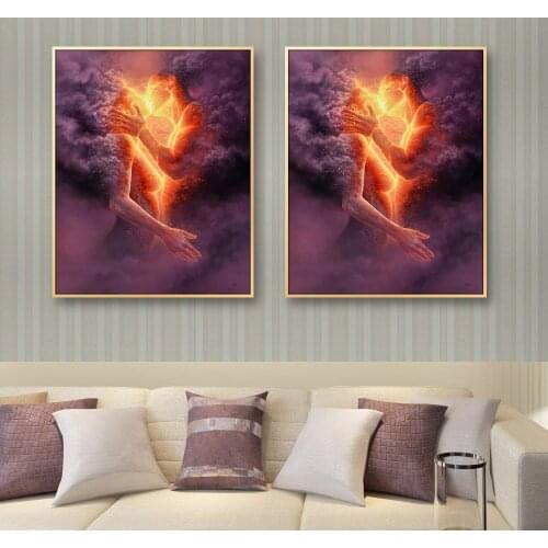 Canvas Painting Wall Art Sexy Men and Women Kiss Abstract Prints Living Room Home Decoration Frameless