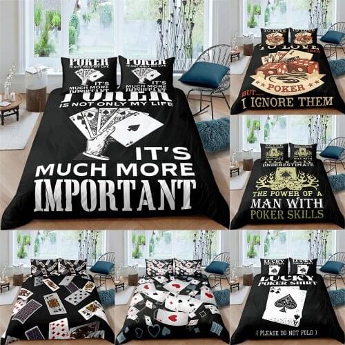 Bedroom Comforter Set Duvet Cover Bedding Home Textile Luxury Pillowcase Playing Cards Poker Pattern King Queen Single Full Size
