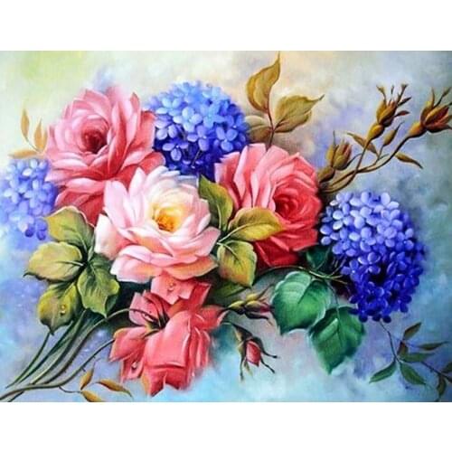 LaoJieYuan flowers 5d diamond embroidery full square cross stitch pebble round diamond painting full drill needlework