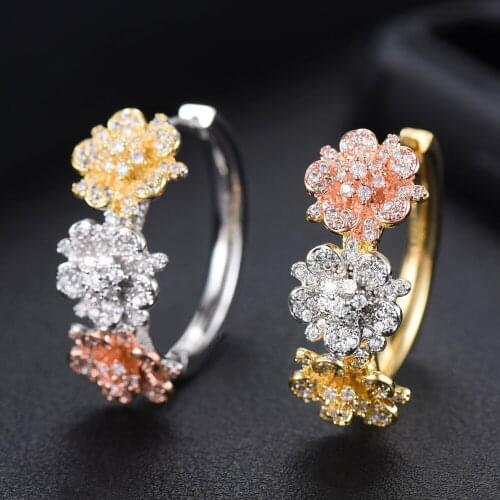 LARRAURI Wedding DUBAI Bridal Round Circle Jewelry Cute Small Hoop Earrings Trendy Silver Gold Rosegold Flower Women Earrings