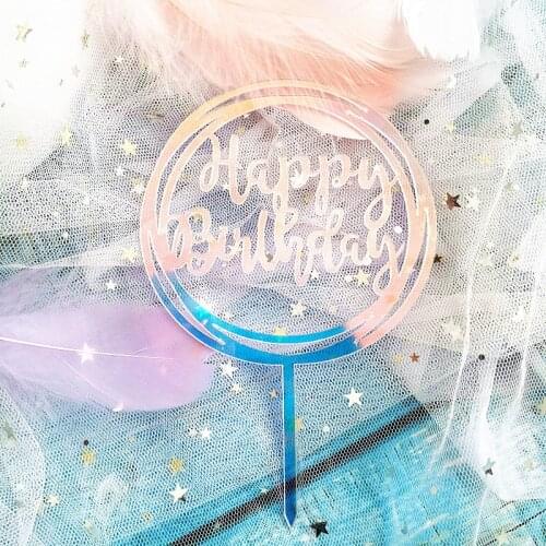 Laser Sparkle Decoration Sign Happy Birthday Cake Topper Girl`s Birthday Dessert Decor Happy Birthday Heart Cake Topper Bling