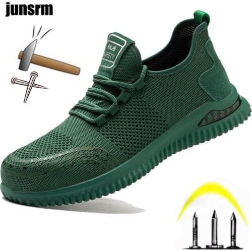 Summer safety shoes with large breathable net puncture-proof steel-toed comfortable sports soft outdoor work boots wear-resistan
