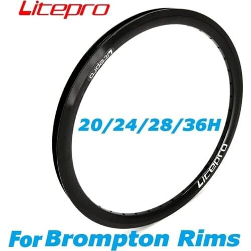 Litepro Rims 349 16x1-3/8 For Brompton Aluminum Alloy Double Wall All Black 20-24-28-36H Schrader valve Folding Bike Wheel Rim