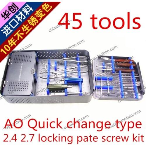 Medical orthopedic instrument 2.4 2.7 locking screw instrument kit Ulnar radius lock bone plate install set AO synthes surgical