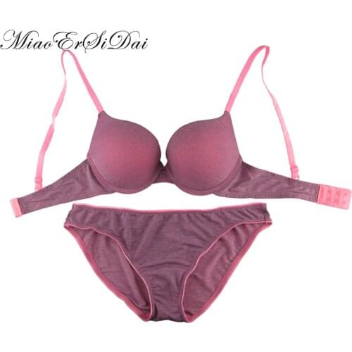 MiaoErSiDai Comfort Fitness Bra Set Push up Bralette Pink/Grey 30/32/34.A/B