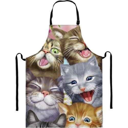 Cute Cats Selfie Kitchen Apron for Woman Sleeveless Aprons Home Cooking Baking Bibs Cleaning Tools Unisex Chef Aprons Waterproof