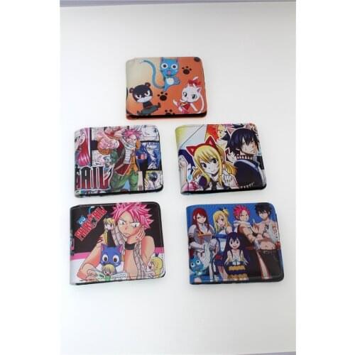 Japan Comic Wallets Print Fairy Tail Bleach Anime Men Wallets Hot Women Short Slim Purse Leather Pu Coins Cards Holder Purse