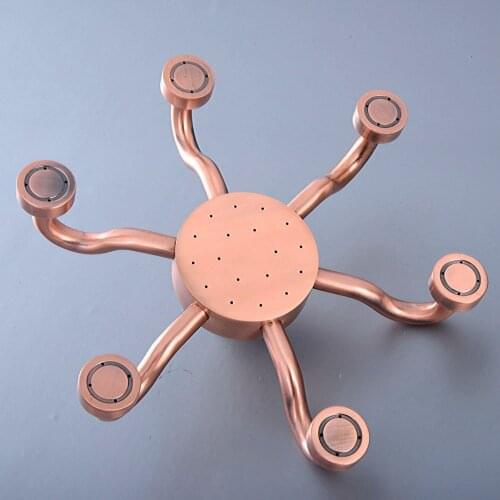 New 8" inch Antique Red Copper Brass Six Claw Bath Rainfall Rain Bathroom Shower Head Bathroom Accessory (Standard 1/2") msh262