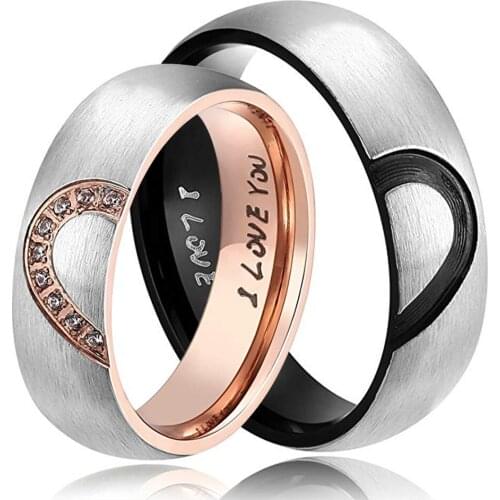 New fashion stainless steel ring love simple style heart shaped couple ring trinket