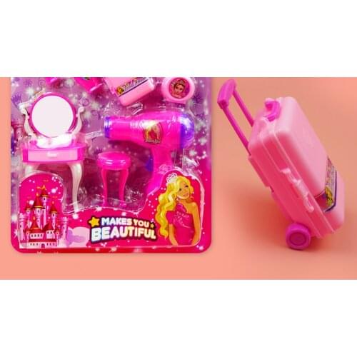 Girls cosmetics play toys, board to pull rod box, plastic children early education toys