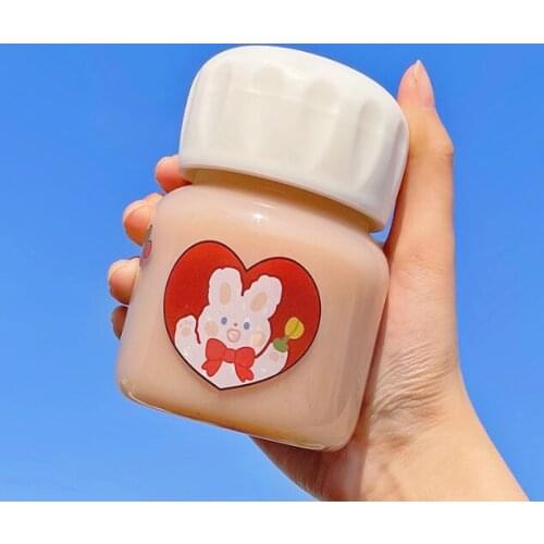 Chubby cup milk breakfast student cute seal ring design watertight with lid go out portable mini glass J05