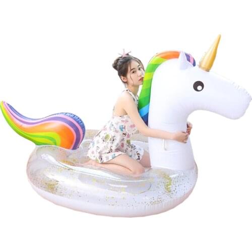 Rooxin Giant Unicorn Swimming Ring Adult Pool Floats Bed Inflatable Mattress for Beach Summer Swimming Circle Pool Party Toys
