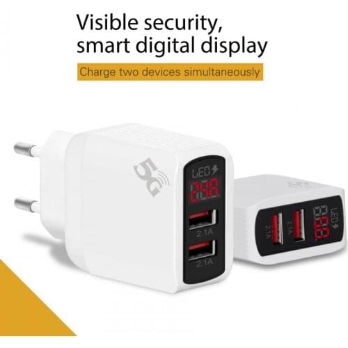 2 USB C LED Chargers Digital Display EU US UK Plug Wall Travel Power Adapter Accessories For Mobile Phone For Xiaomi Oneplus