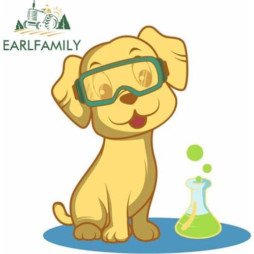 EARLFAMILY 13cm x 12cm for Chemistry Lab Dog Chemist or Scientist Vinyl Car Stickers Motorcycle Room Waterproof Vehicle Decal
