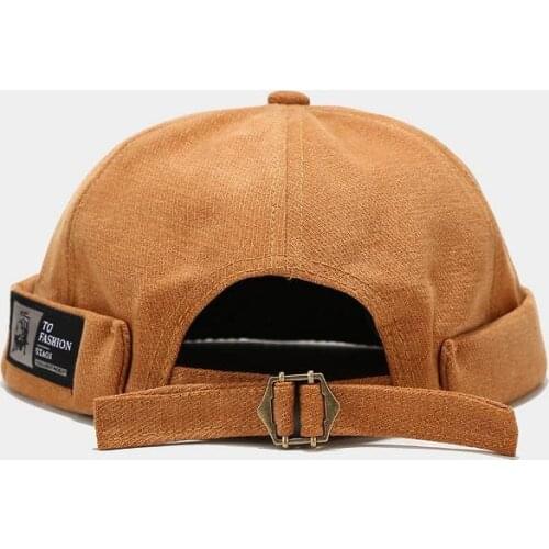 LDSLYJR Vintage Docker Cap Brimless Hat Breathable Beanie Hats Cotton Adjustable Solid Color Landlord Sailor Cap Men and Women19