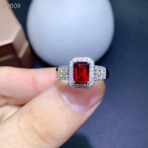 Jewelry 925 Silver Garnet Ring for Daily Wear 5mm*7mm Natural Garnet Silver Ring Stelring Silver Garnet Jewelry