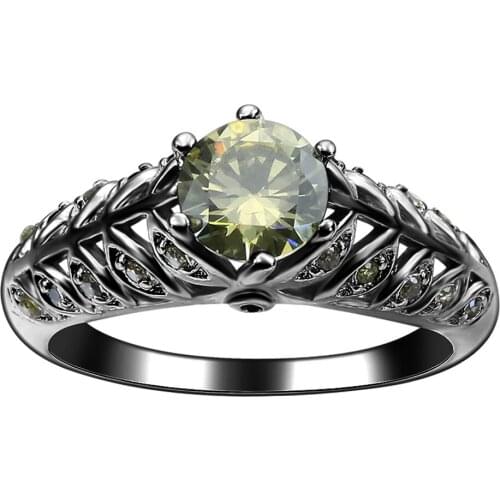 Black fine CZ finger Jewelry Vintage Wedding Band Gift green stone Women lovely special model Engagement Ring jewellery Factory