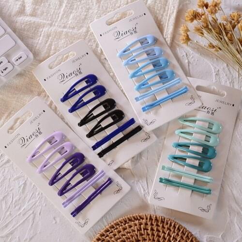 6Pcs/lot New Cute Colorful Waterdrop Shape Hairpins Women Sweet Hair Clips Barrettes Slid Clip Fashion Hair Accessories