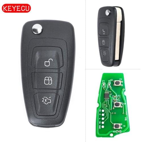 KEYECU Replacemnt Folding Remote Key 434MHz ID83 Chip for Ford Focus C-Max Mondeo Grand C-Max Uncut Blade HU101