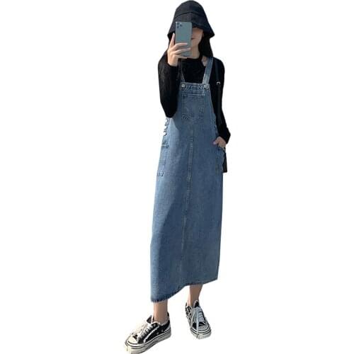 2021 Womens clothing Straps Denim Dress New Spring Summer Dress Casual Plus size 5XL Blue Jeans Dress Fashion Female Vest Dress