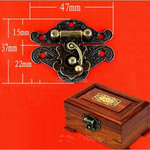 01 Wooden box buckle jewelry box lock hasp Zinc alloy lock box of antique furniture hardware accessories
