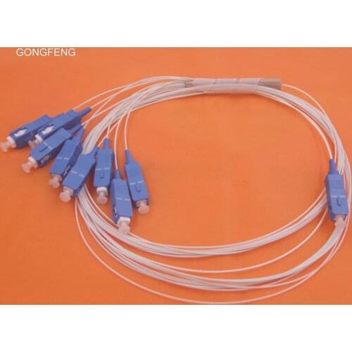 10PCS New SC/PC Single Mode 1*8 Fiber Splitter PLC 0.9mm Bare Optical Fiber Mini Steel Tube Fiber Bundle Connector Wholesale