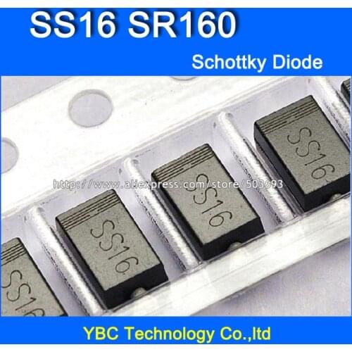 500pcs/lot SS16 SR160 1A/60V Schottky Diode