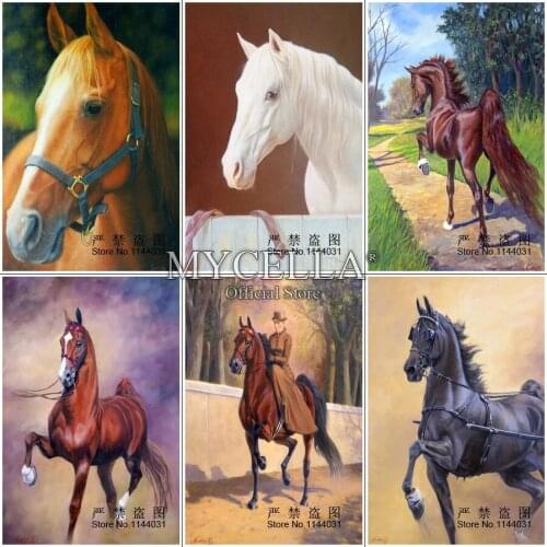 5D DIY Diamond Painting Horse Full Round Diamond Mosaic Cross Stitch Kit Home Decoration Diamond Embroidery Christmas Gift