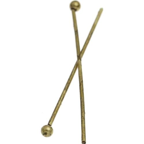8SEASONS Head Pins Ball Antique Bronze 3cm long,0.7mm(21 Gauge),500PCs (B32459)
