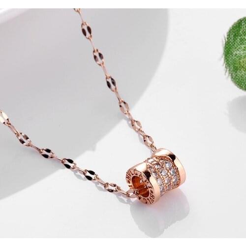 Anti-allergy and non-discoloration, Small waist round pendant titanium steel clavicle necklace