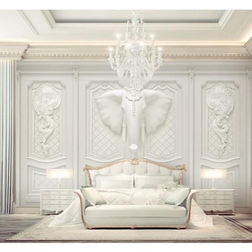 Bacaz 8D Relief Jade Texture Animal Elephant Wallpaper Mural for Bedroom Sofa Background 3d Wall Mural Wall paper Wall Decor