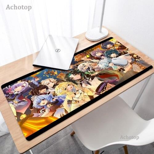 Genshin Impact Large Gaming Mouse Pad PC Gamer Computer Rubber Kawaii Cute Mouse Pad 4mm Cartoon Keyboard Game Laptop Desk Mat