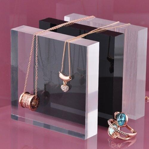 4 Color Acrylic Jewellery Display Block Jewelry Display Stand 8cm&10cm*15cm&20cm Clear Black Frosted Acrylic Jewellery Blcok