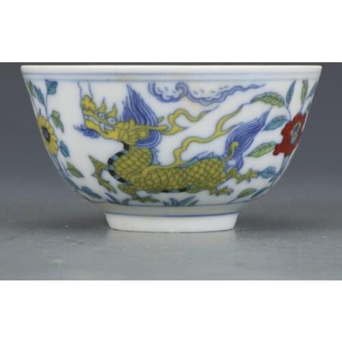Ming Dynasty Chenghua Cup Year Mark Colorful Kylin Unicorn Cup Antique Porcelain Antique Cup