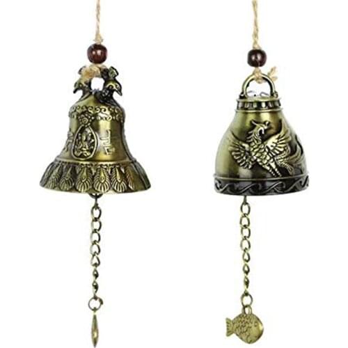 Fengshui Wind Chime Vintage Metal Dragon Phoenix Fengshui Bell Hanging Wind Chime Home Window Decor Decoration Crafts Home Decor