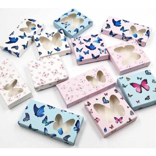 5pcs Newest Handmade gifts package box with window pink/bule print butterfly pattern Eyelash / soap /wedding favors box