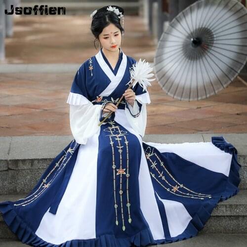 Chinese Traidtional Hanfu Coastume Women Tang Suit Princess Clothing Girl Ancient Fairy Cosplay Dress Embroidery Folk Dancewear