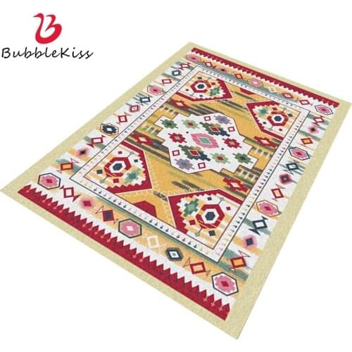 Bubble Kiss Ethnic Style Carpet Colorful Abstract Geometric Pattern Living Room Carpet Foldable Home Bedroom Decorative Carpet