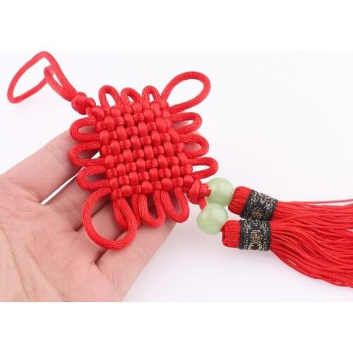 Red Chinese Knot Tassel Beaded Tassel Charms Tassel Luck Charm Tassel Flat Knot Tassels Jewelry Supplies 40cm