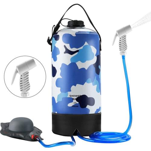 Outdoor Camping shower PVC Pressure water bag With Foot Pump Super light Protable Folding Hiking Climbing Bathing equipment