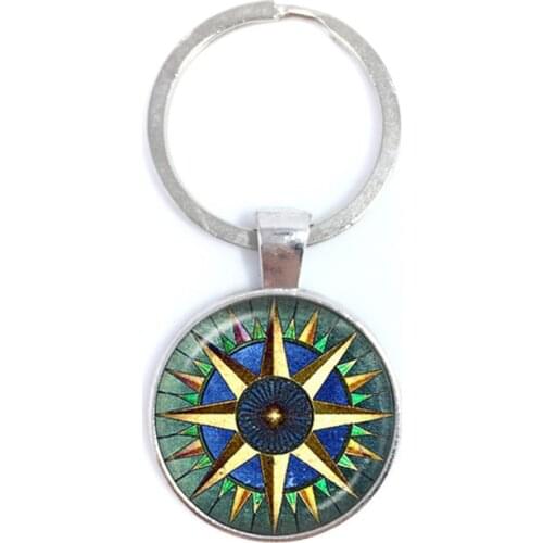 Nautical Compass Keychain 25mm Glass Cabochon Back To School Gift Graduation Gift Go In The Direction Of Your Dreams Keyring