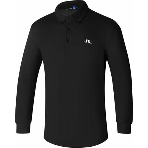 Spring Autumn Mens Golf Sports Long-Sleeved T-Shirt Lapel Solid Color Quick-Drying Training Shirt High Quality Golf Clothing