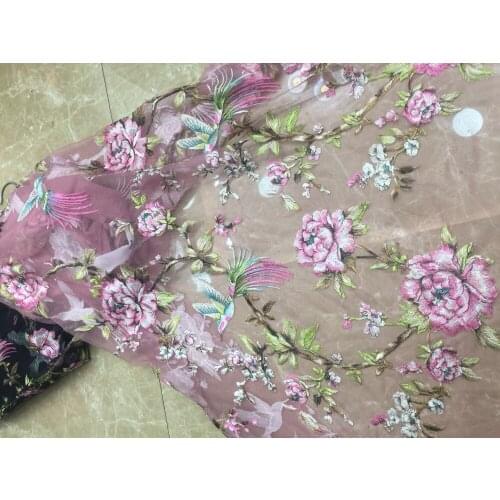 New pattern 5yards AX11# Colorful embroidered bird pattern embroidery thread clot for bridal wedding dress/sawing Free shipping